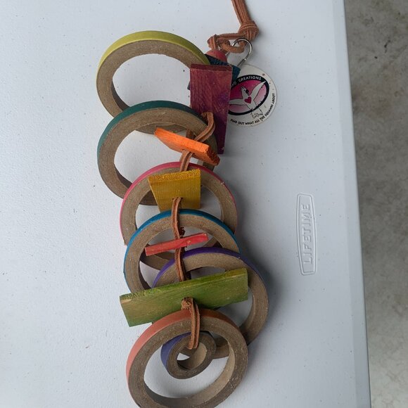 BIRD SUPPLIES - 2pc lot PARROT MACCAW, hanging cage toys, blocks, wood, shred - Picture 3 of 6